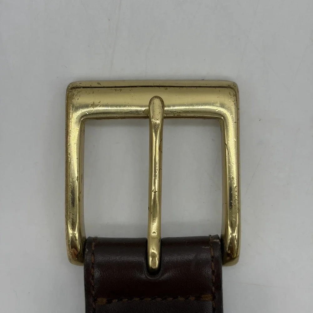 COACH Mens 38 Dress Belt Brown Genuine Calfskin #5953 100% Brass Buckle 36.5-40
